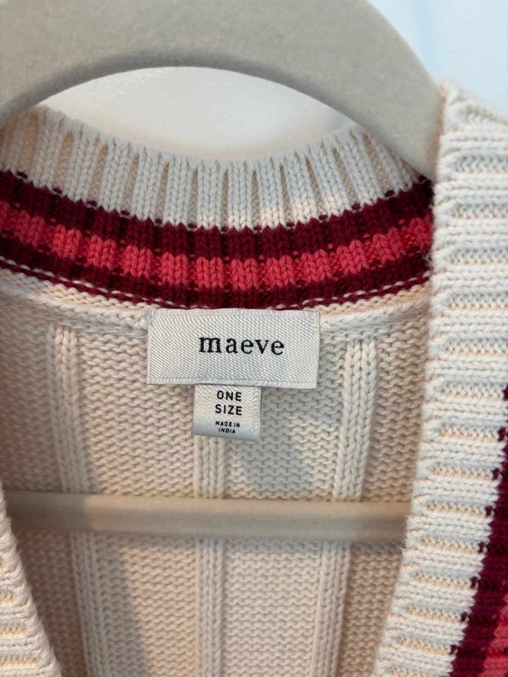 Maeve oversized cable varsity type sweater vest - Picture 2 of 6